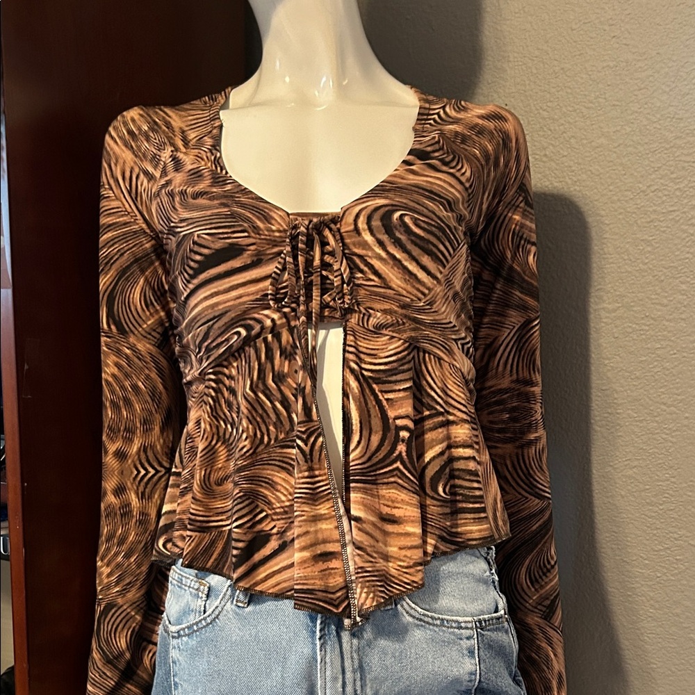 Forever 21 Abstract Brown Blouse - Picture 1 of 8